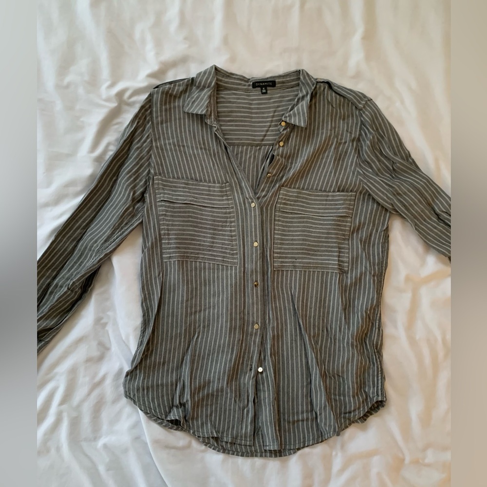 Striped Button-Up Blouse